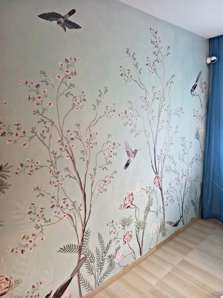 Instalación Mural Chinoiserie en Gava, Instaladores Empapeladores de papel pintado
